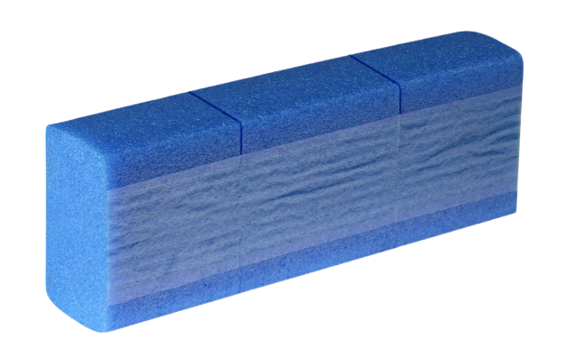 Foam pads permanent self-adhesive 100x100x50 mm x 1.15 mtr blue