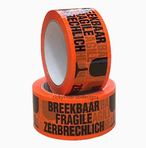 Tape PP acryl bedrukt Breekbaar fluor